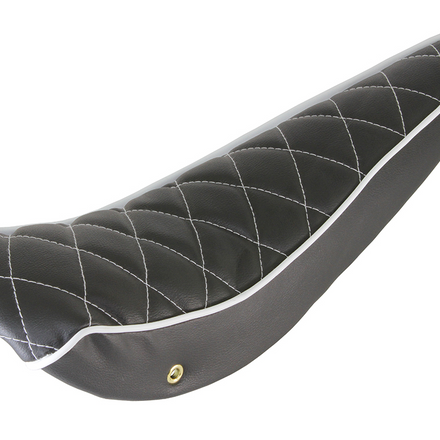 20" Diamond Banana Saddle Seat Vinyl Black With White Stitch