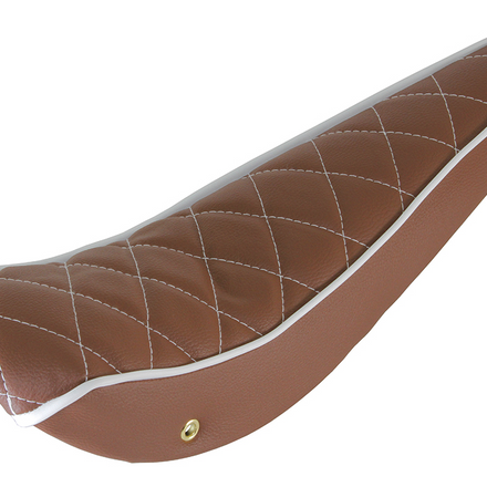 20" Diamond Banana Saddle Seat Vinyl Brown With White Stitch