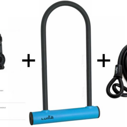 Luma U Lock Set Large 180 x 320mm x 12mm Black Blue, with cable and mount