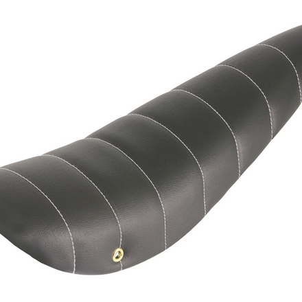 20" Stitched Banana Saddle Seat Vinyl Black With White Stitch