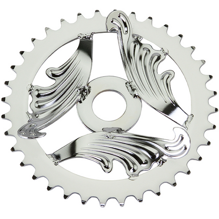 36T Lowrider 3D Wing Steel Chainring 1/2 x 1/8 Chrome