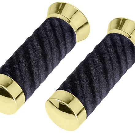 Swirl Velour Handlebar Grips Black with Gold