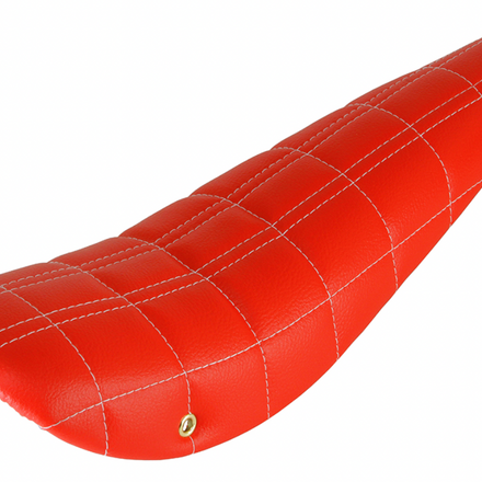 20" Banana Saddle Seat Vinyl Red With White Double Line Square Stitch