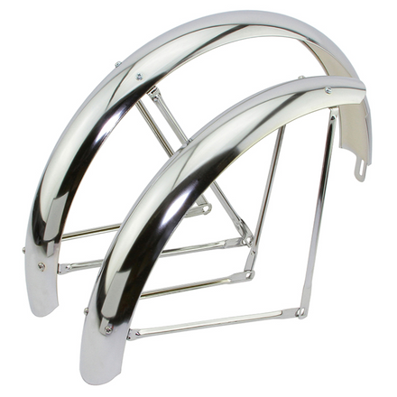 24" Classic Adjustable Balloon Fender Set Chrome