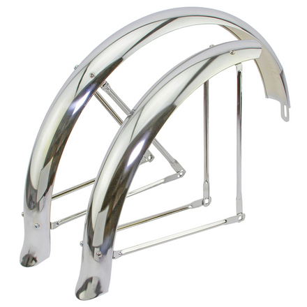 24" Flared Adjustable Balloon Fender Set Chrome