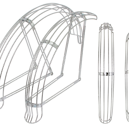 20" Flared Twisted Adjustable Fender with 4 Braces in Full Set Chrome