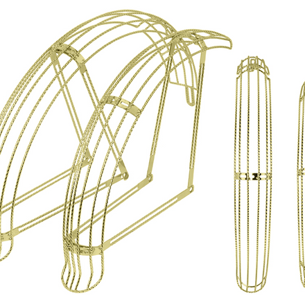 20" Flared Twisted Adjustable Fender with 4 Braces in Full Set Gold