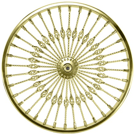 20" x 32mm Steel Front Wheel Twisted Cage 36 Spoke Gold