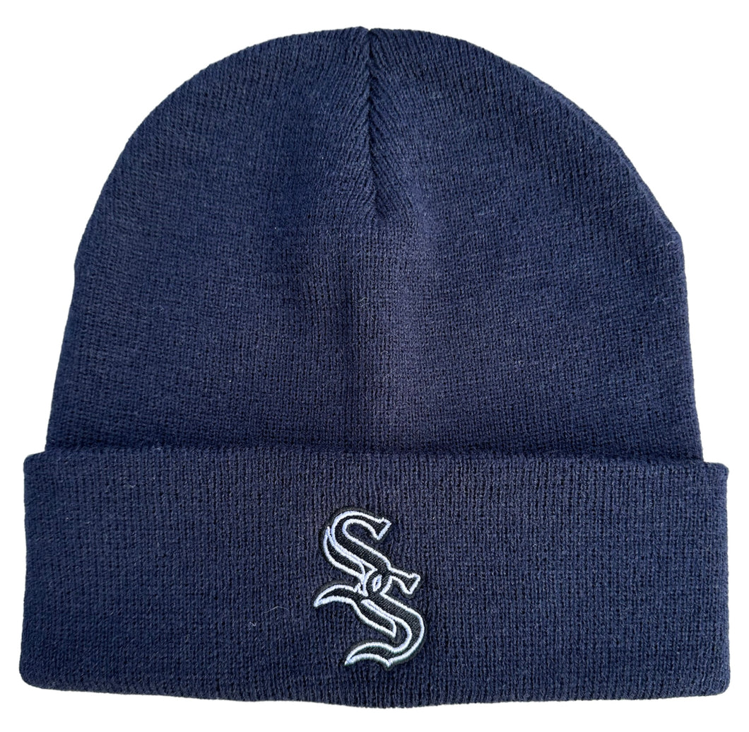 Saint Side - Second City Wool Blend Embroidered Beanie Navy