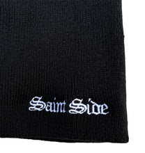 Load image into Gallery viewer, Saint Side - Skull Beanie Black with White Old English
