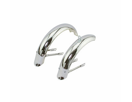 12" Flared Adjustable Ducktail Fender Set Chrome