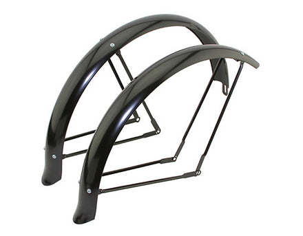 26" Flared Adjustable Ducktail Balloon Fender Set Black