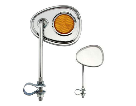 V Mirror with Orange Reflector Chrome