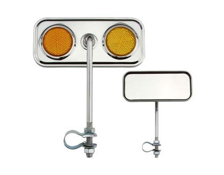 Rectangle Mirror with Orange Reflector Chrome