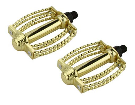 Double Square Round Twisted Pedals 1/2" Gold