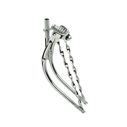 26" Bent Straight Spring Fork With Flat Twisted Bars Chrome