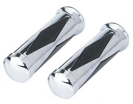 Diamond Handlebar Grips Black and Chrome