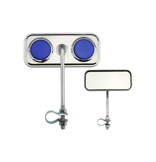lowrider bicycle mirrors Rectangle Mirror with Blue Reflectors Chrome – Saint Side