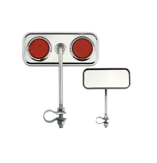 Rectangle Mirror with Red Reflector Chrome
