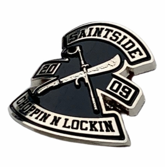 Saint Side Choppin'n'Lockin Logo Black / Chrome Metal Badge