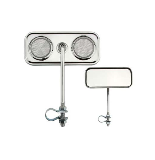 Rectangle Mirror with Clear Reflectors Chrome