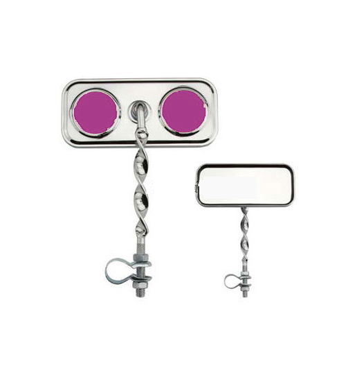 Rectangle Flat Twisted Mirror with Purple Reflectors Chrome