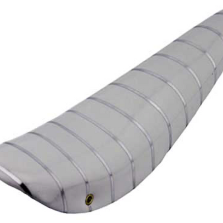 20" Banana Saddle Seat Vinyl Sparkle White with Silver Stripe