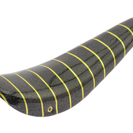 20" Banana Saddle Seat Vinyl Glitter Black with Gold Stripe