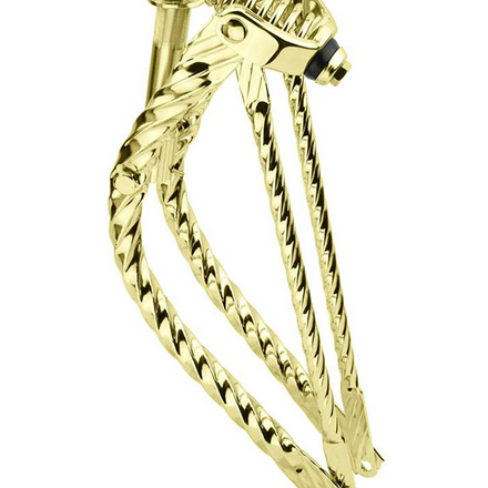 20" Bent Square Twisted Spring Fork With Square Twisted Bars Gold