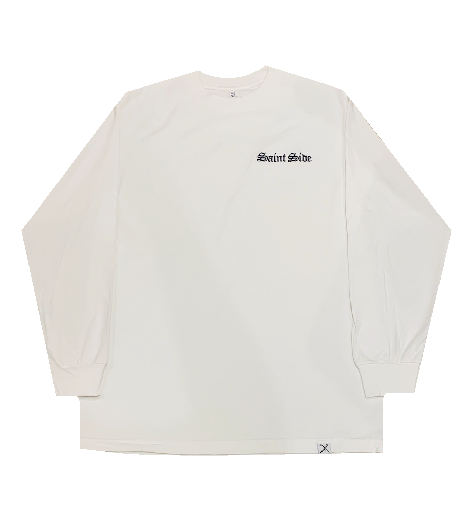 Saint Side - Old English Embroidered Long Sleeve White