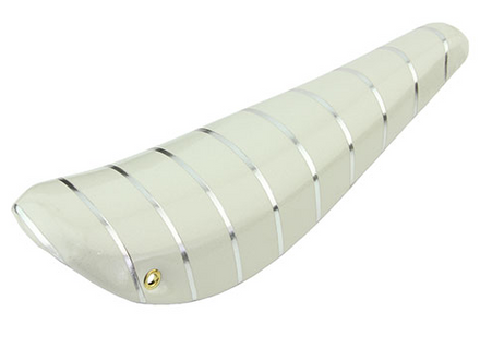 16" Banana Saddle Vinyl Seat Sparkle White with Silver Stripes