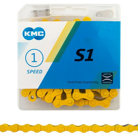 KMC Bicycle Chain Single Speed 1/2" x 1/8" Yellow S1