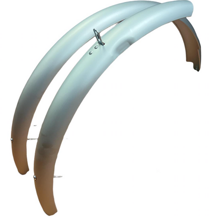 26" Mudguard Set Front and Rear Alloy with Dull Silver Look Polish