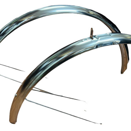 26" Mudguard Set Front and Rear Stainless Steel 58mm Width Round Profile