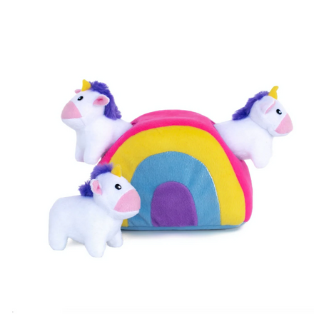 Zippy Paws Holiday Burrow Toy - Unicorns in Rainbow