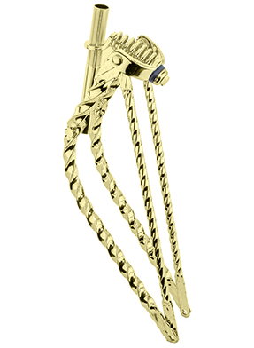 26" Bent Square Twisted Spring Fork With Square Twisted Bars Gold