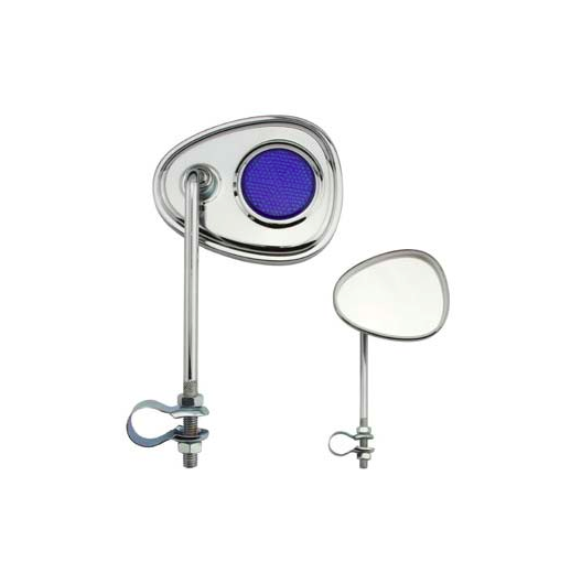 V Mirror with Blue Reflectors Chrome