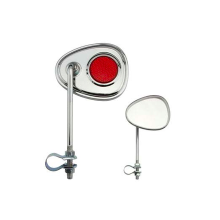V Mirror with Red Reflector Chrome
