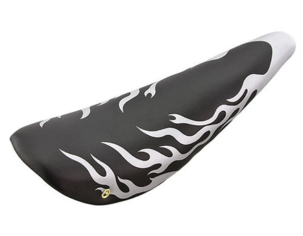 20" Banana Saddle Seat Vinyl Black/Silver Flame
