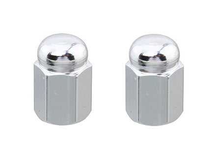 Hex Dome Nut Valve Caps Chrome Silver
