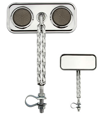 Rectangle Double Square Twisted Mirror Chrome with Black Reflectors