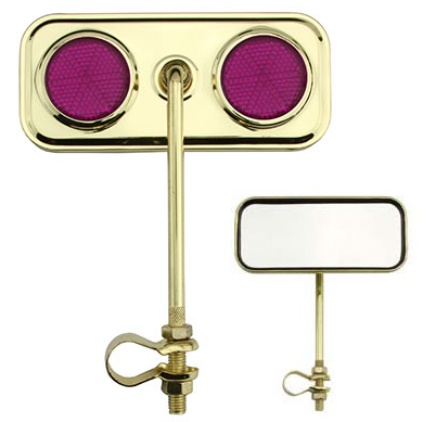 Rectangle Mirror Gold with Purple Reflectors