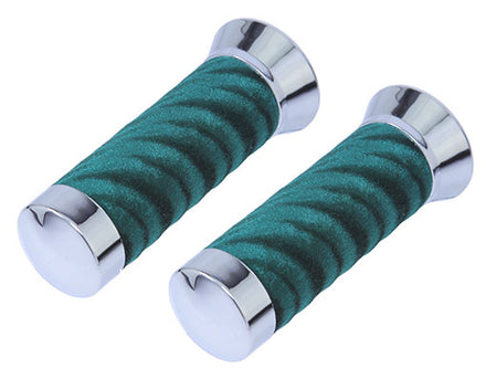 Swirl Velour Handlebar Grips Green
