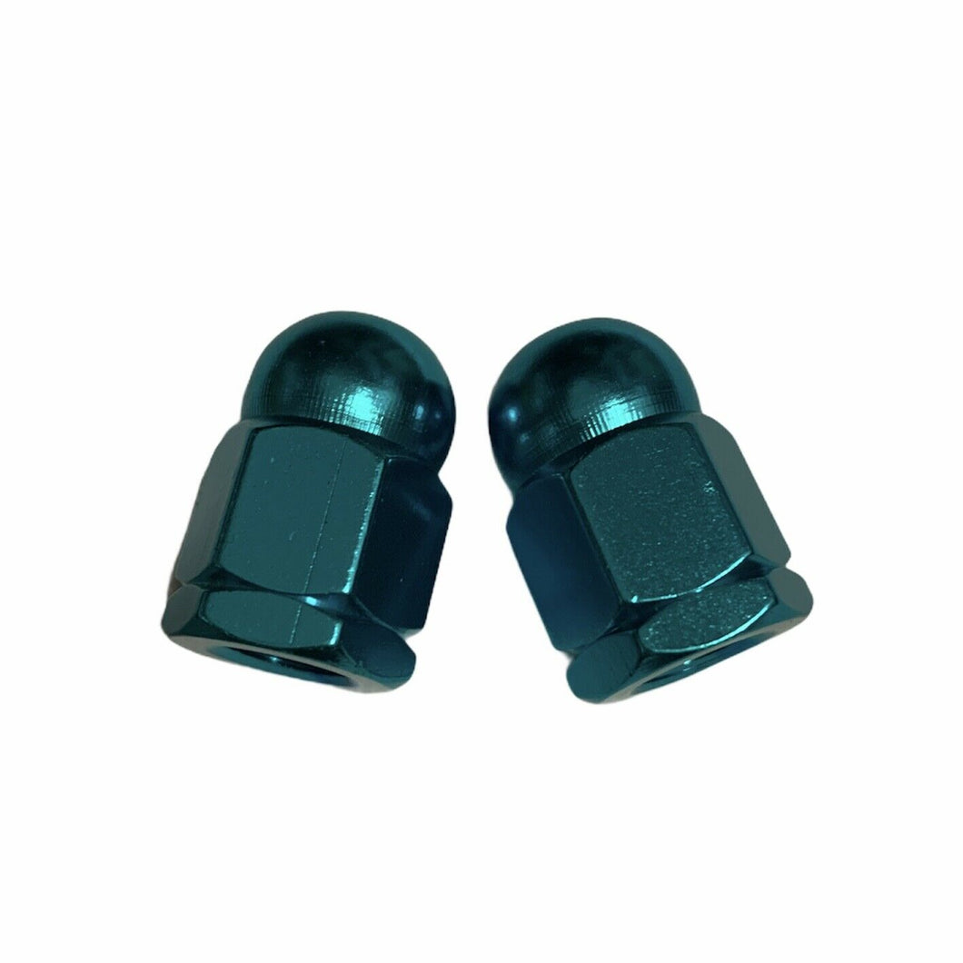 Hex Dome Nut Axle End Decoration Teal Blue