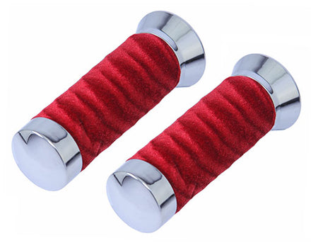 Swirl Velour Handlebar Grips Red