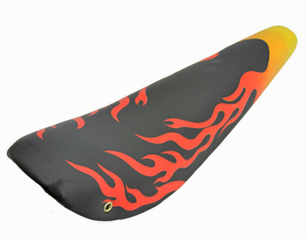 20" Banana Saddle Seat Vinyl Red/Yellow Flame
