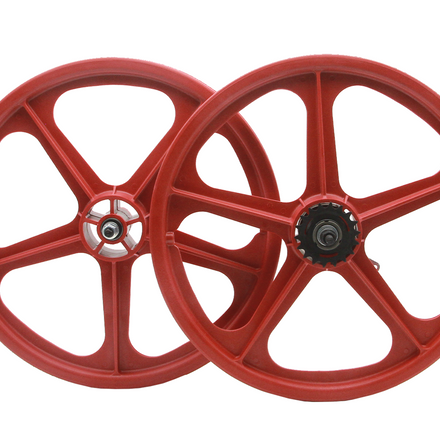 20" Skyway Tuff II Coaster 5 Spoke Wheel Set Red