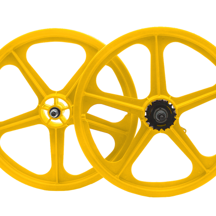 20" Skyway Tuff II Coaster 5 Spoke Wheel Set Yellow