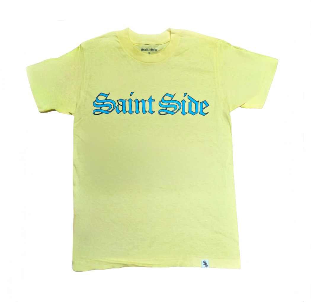 Saint Side -  Quick Strike Old English T-Shirt Powder Yellow with Teal/Black