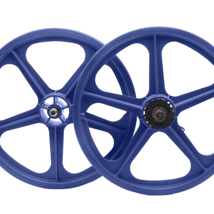 20" Skyway Tuff II Coaster 5 Spoke Wheel Set Blue